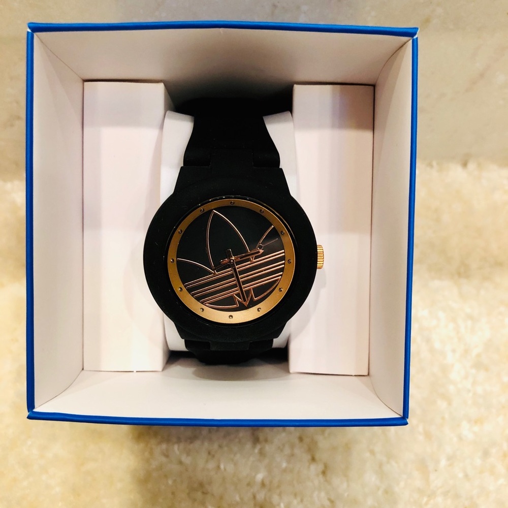 Nearly New Adidas Black & Rose Gold Watch